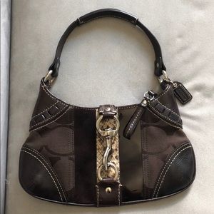 Coach Hampton signature striped python bag